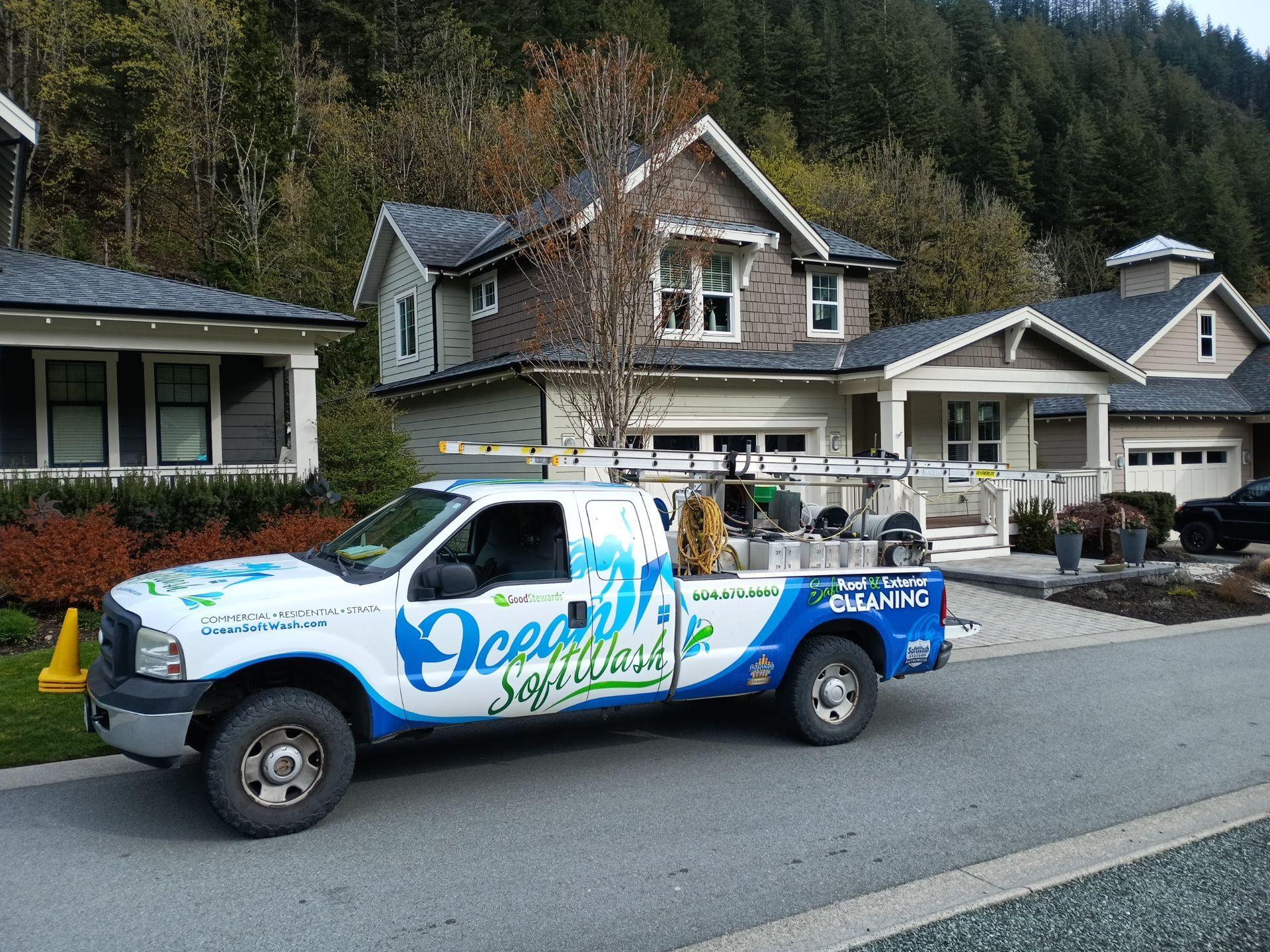 House softwash moss roof clean Maple Ridge