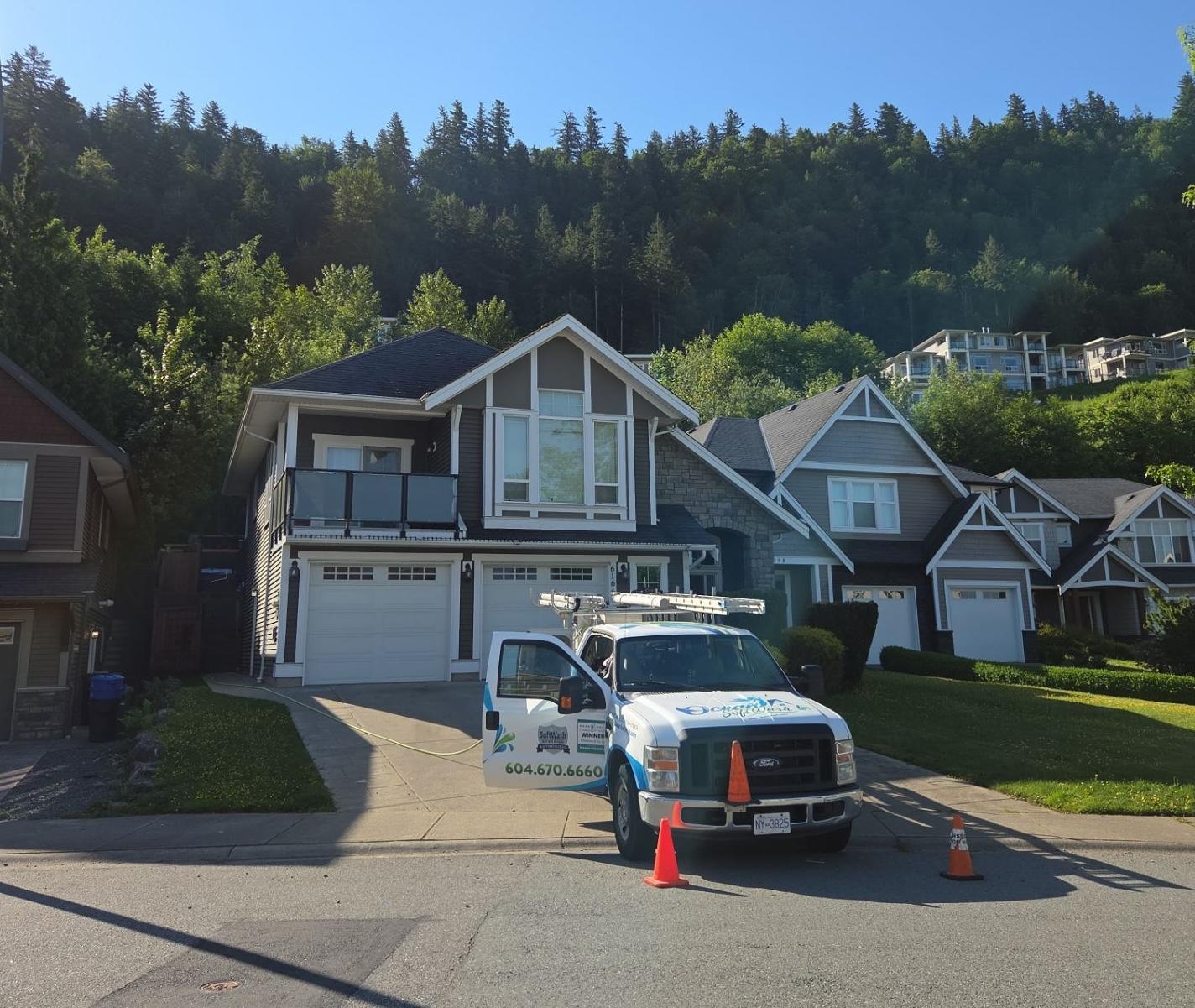 softwash roof moss clean and house siding wash maple ridge